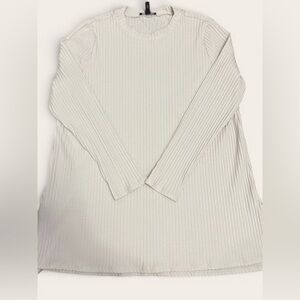 Eileen Fisher Ribbed Long Sleeve Tunic Top Ivory Women’s L